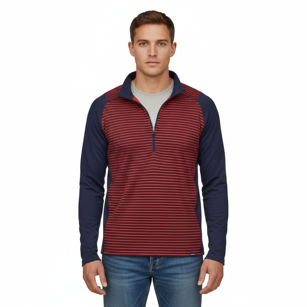Patagonia Men's Red Striped 1/4 Zip Pullover Top Size Medium M